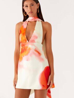 PEPPERMAYO Satin Halter Mini Dress